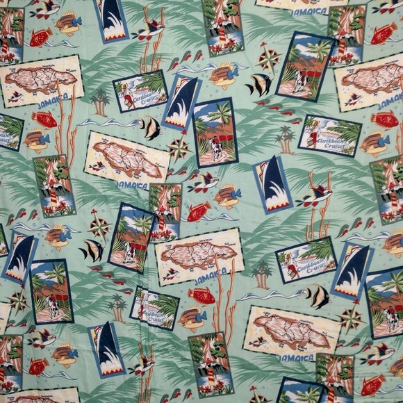 Reyn Spooner Fabric Material Rayon Caribbean Cruises Jamaica Fish Beach 81x58" - Picture 5 of 12